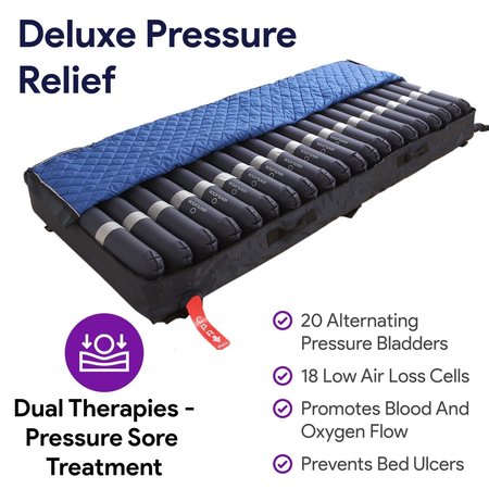 Proheal Mattress System w/Deluxe Digital Pump and Cell-On-Cell Support Base w/Raised Rail 36"x80"x8"/11" PH-80065